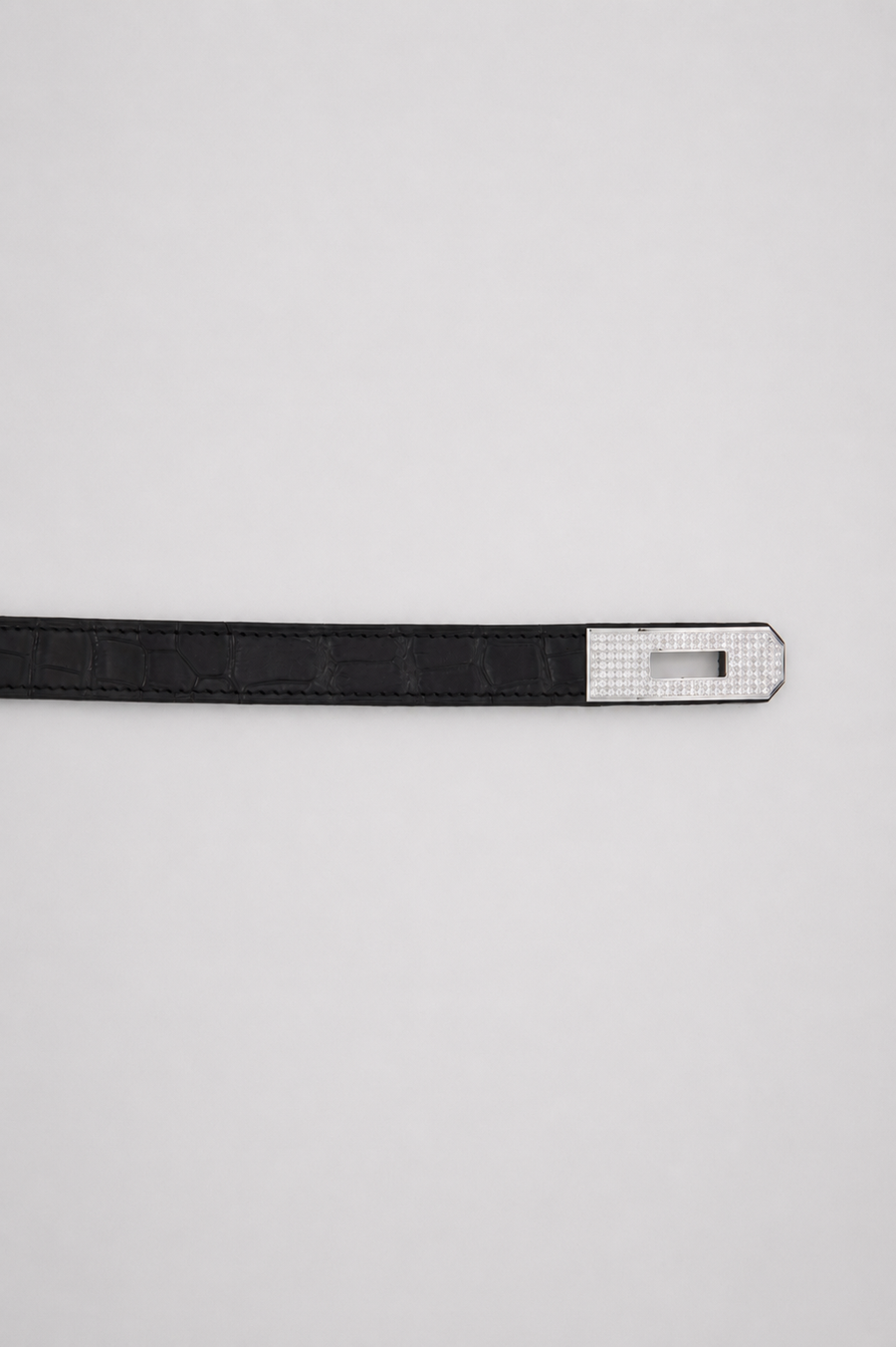 Hermès Kelly-To-Go Belt in Noir Matte Mississippiensis Alligator Leather and Diamond White Gold Hardware