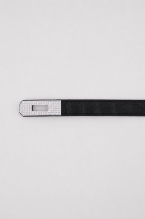 Hermès Kelly-To-Go Belt in Noir Matte Mississippiensis Alligator Leather and Diamond White Gold Hardware