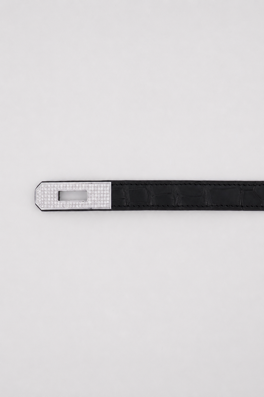 Hermès Kelly-To-Go Belt in Noir Matte Mississippiensis Alligator Leather and Diamond White Gold Hardware
