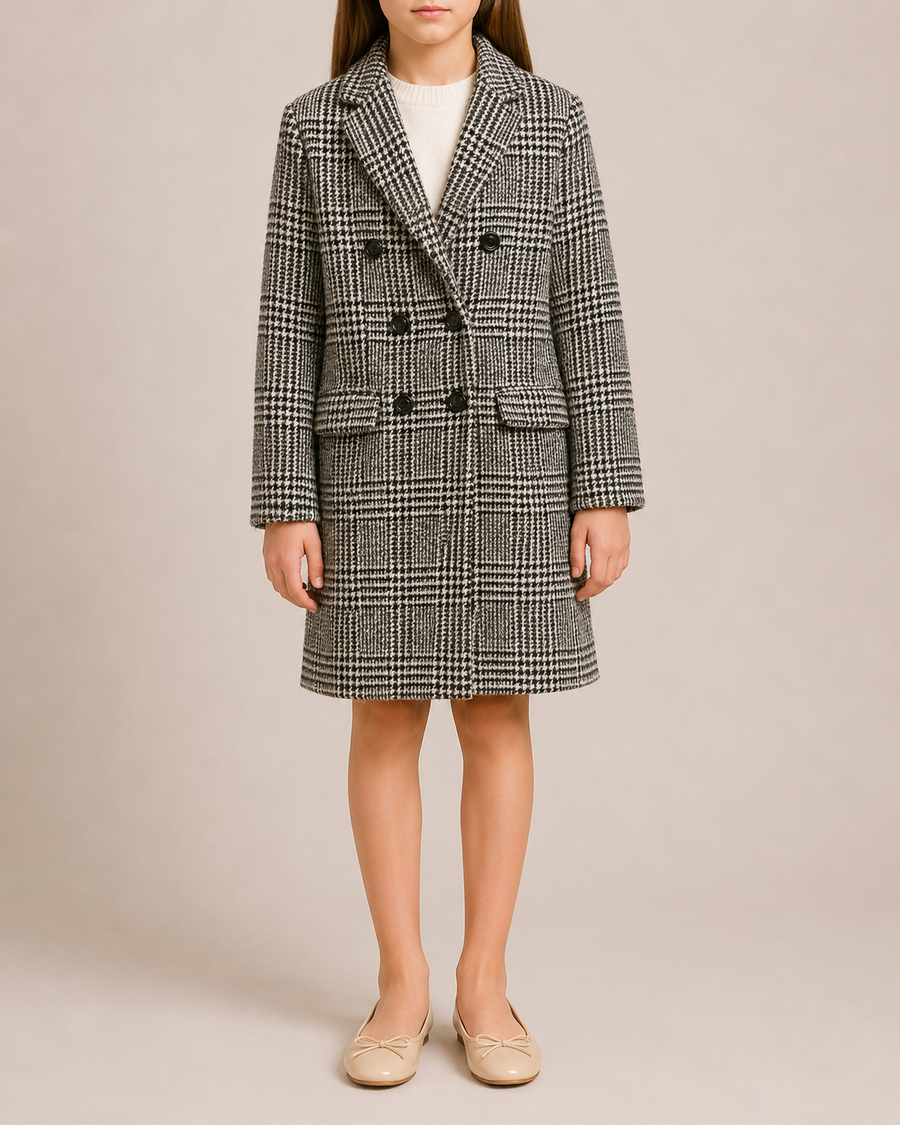 Dolce & Gabbana Kids Black and White Wool Houndstooth Coat Size 10 years RRP £850