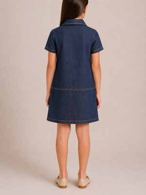 Gucci Kids Blue Denim Dress with Silver Horsebit Details Size 10 years RRP £645