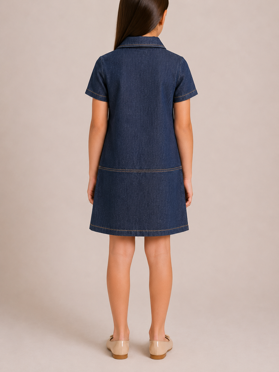 Gucci Kids Blue Denim Dress with Silver Horsebit Details Size 10 years RRP £645