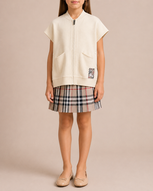 Burberry Kids Cream Zipped Cape with Logo Patch Detail Size M RRP £500