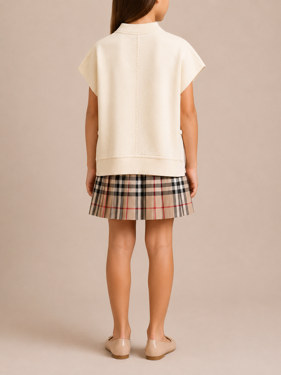 Burberry Kids Cream Zipped Cape with Logo Patch Detail Size M RRP £500