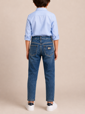 Dolce & Gabbana Kids Blue Denim Jeans with Silver Logo Plate Size 10 years RRP £265