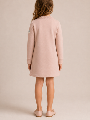 Moncler Kids Pink Sweater Dress with Gold Buttons and Logo Sleeve Detail Size 10 years RRP £300