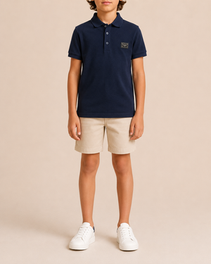 Dolce & Gabbana Kids Navy Polo Top with Logo Plate Size 10 years
