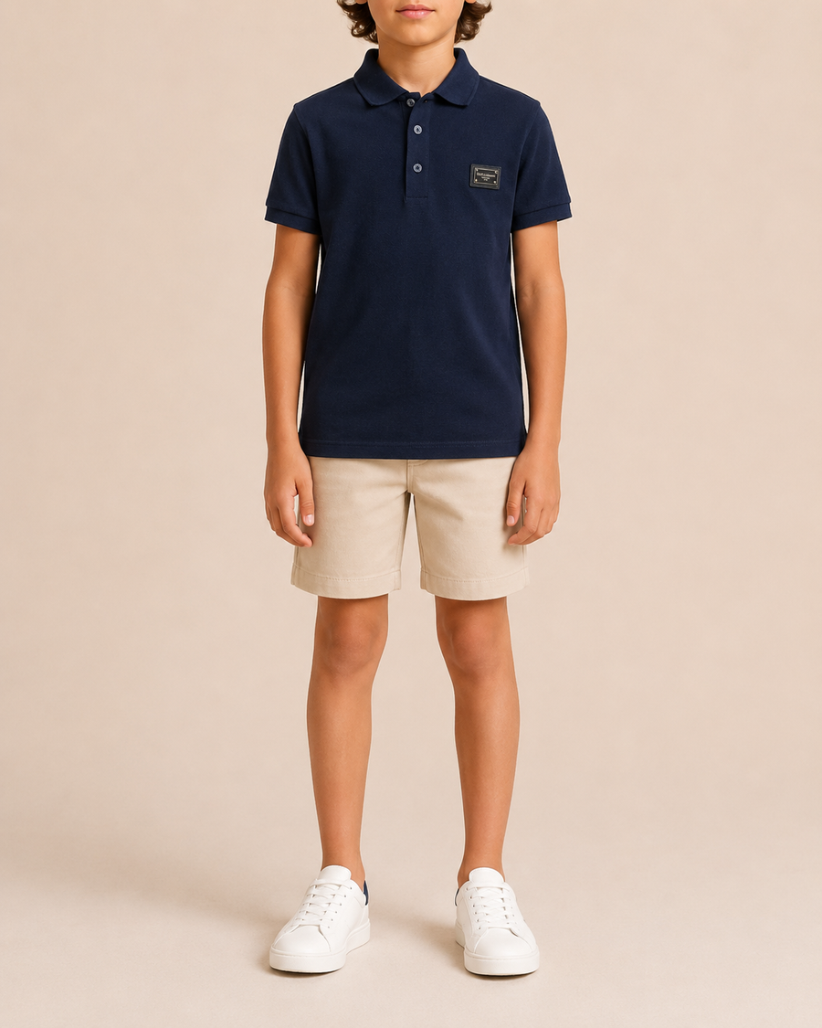 Dolce & Gabbana Kids Navy Polo Top with Logo Plate Size 10 years