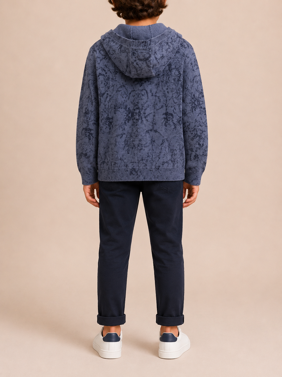 Christian Dior Kids Blue Floral Hooded Jumper with Logo Size 10 years RRP £690