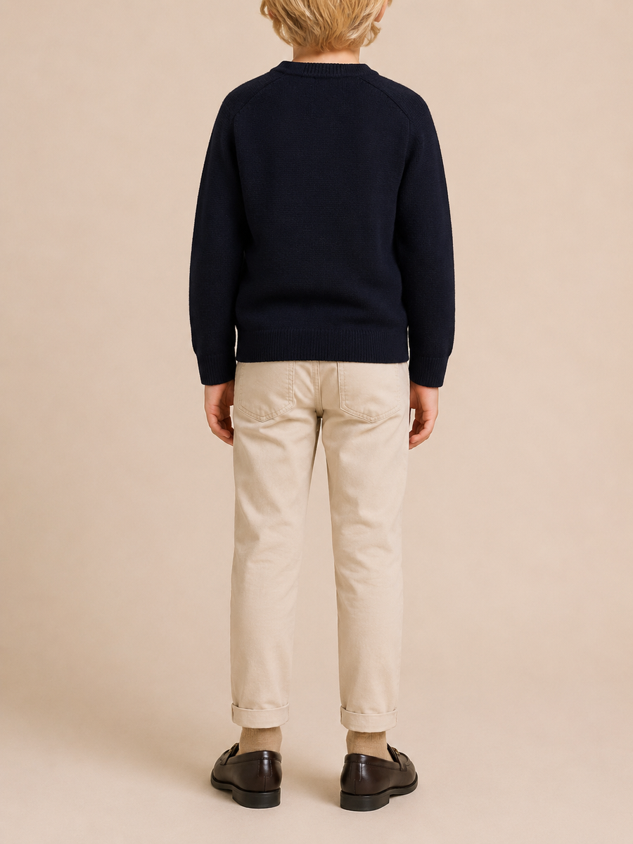 Christian Dior Kids Navy Wool Knit Jumper with CD Embroidered Logo Size 10 years RRP £690