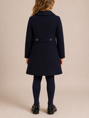 Dolce & Gabbana Kids Navy Wool Coat with Logo Buttons and Pockets Size 8 years
