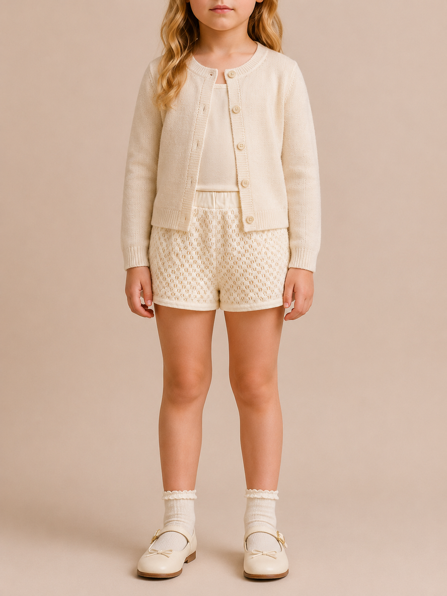 Moncler Kids Cream Crochet Shorts Size 8 years