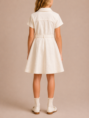 Christian Dior Kids White Heart Printed Maxi Dress with Logo Buttons Size 8 years