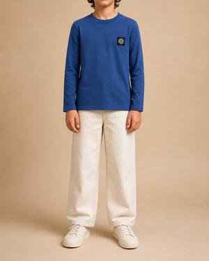 Stone Island Kids Blue Long-Sleeve T-Shirt with Logo Detail Size 10 years