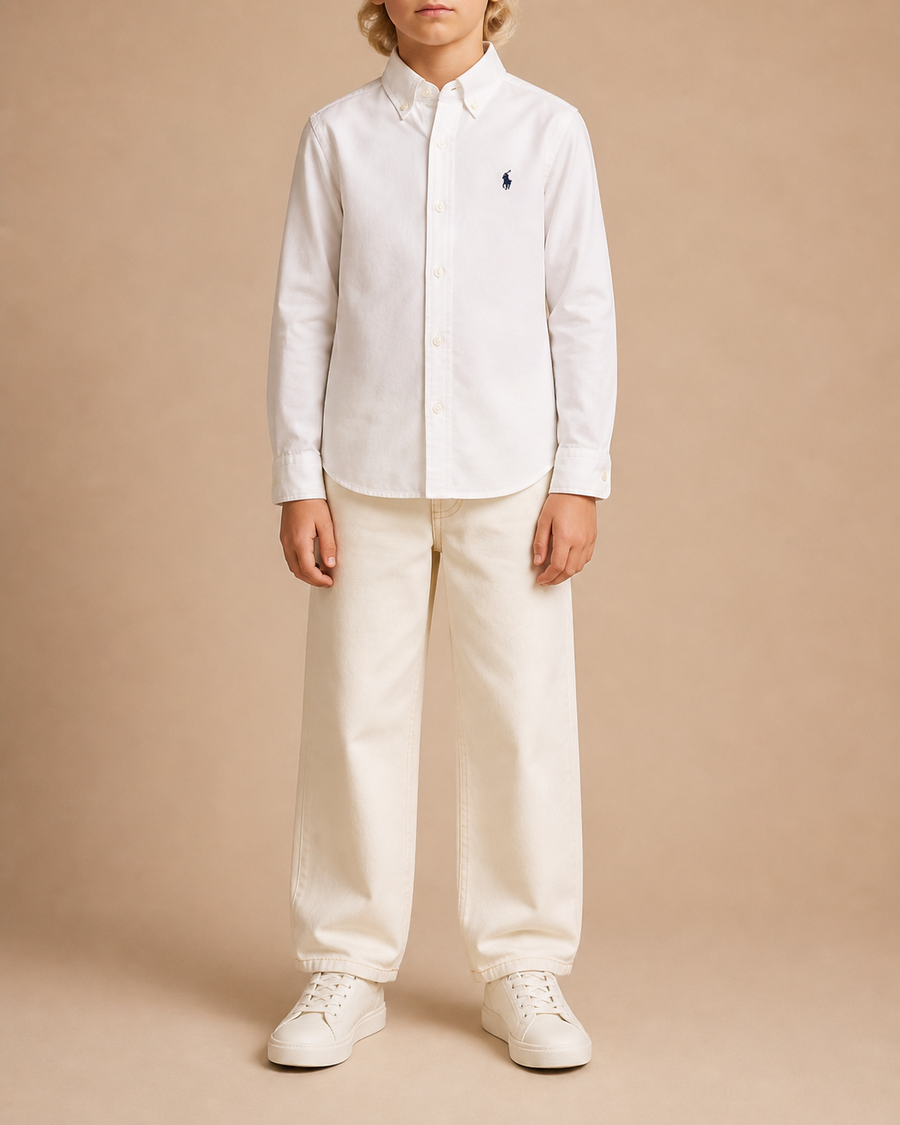 Polo Ralph Lauren Kids White Cotton Shirt with Logo Detail Size 10 years&nbsp;