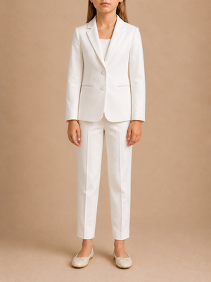 Elie Saab Kids White Jacket and Trousers Suit Set Size 10 years