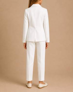 Elie Saab Kids White Jacket and Trousers Suit Set Size 10 years