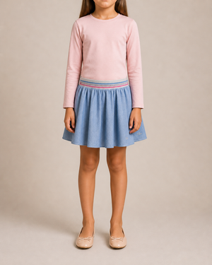 Christian Dior Kids Light Blue Skirt with Embellished Waistband and Logo Detail Size 8 years&nbsp;