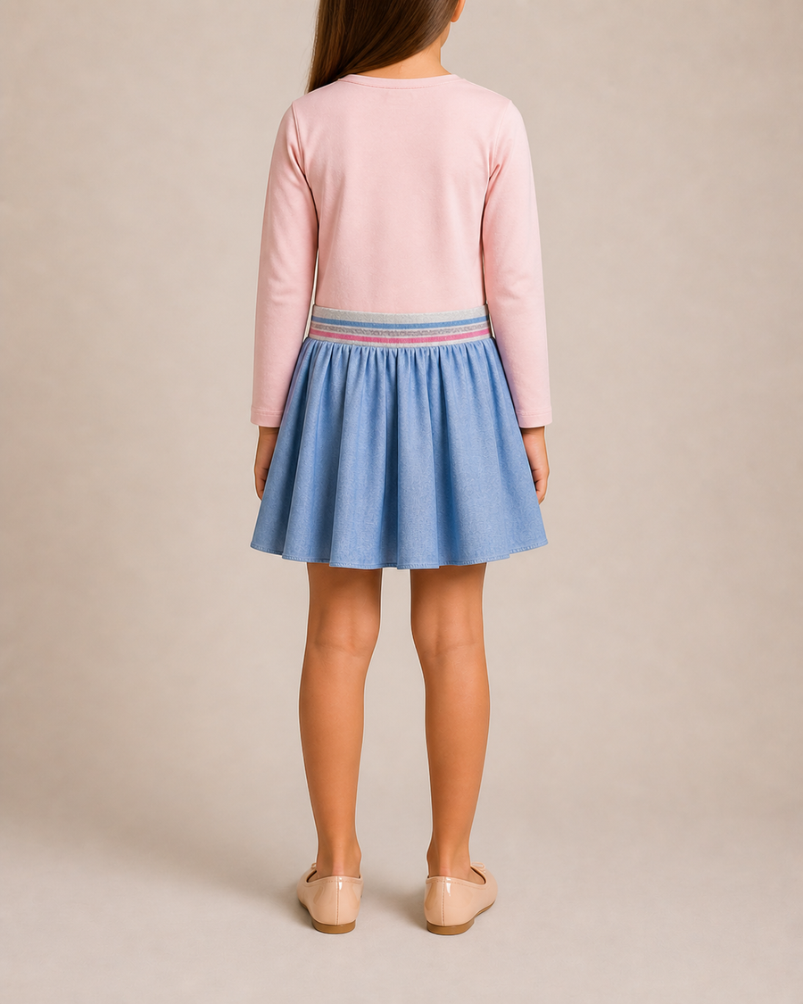 Christian Dior Kids Light Blue Skirt with Embellished Waistband and Logo Detail Size 8 years&nbsp;
