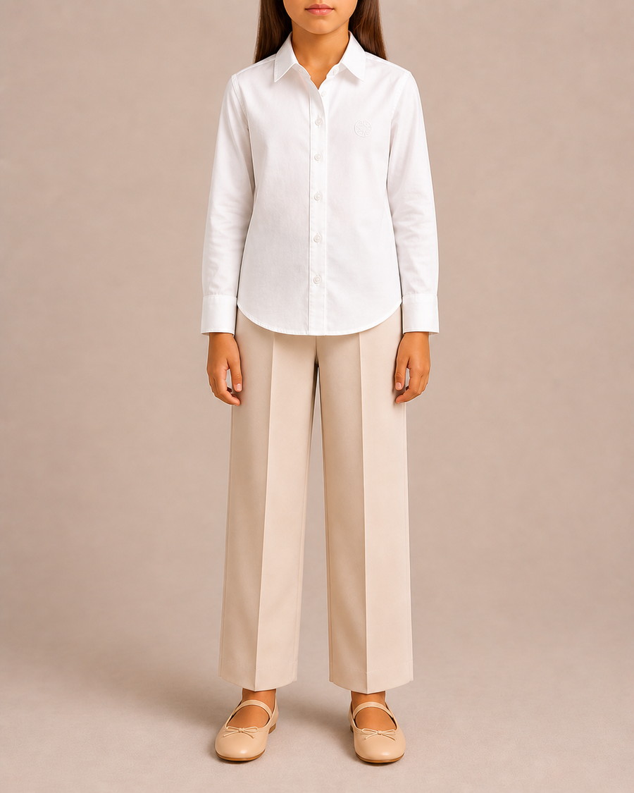 Elie Saab Kids White Cotton Shirt with Embroidered Logo Detail Size 10 years