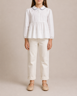 Burberry Kids White Shirt with Blue Stitched Collar Detail Size 8 years RRP £200