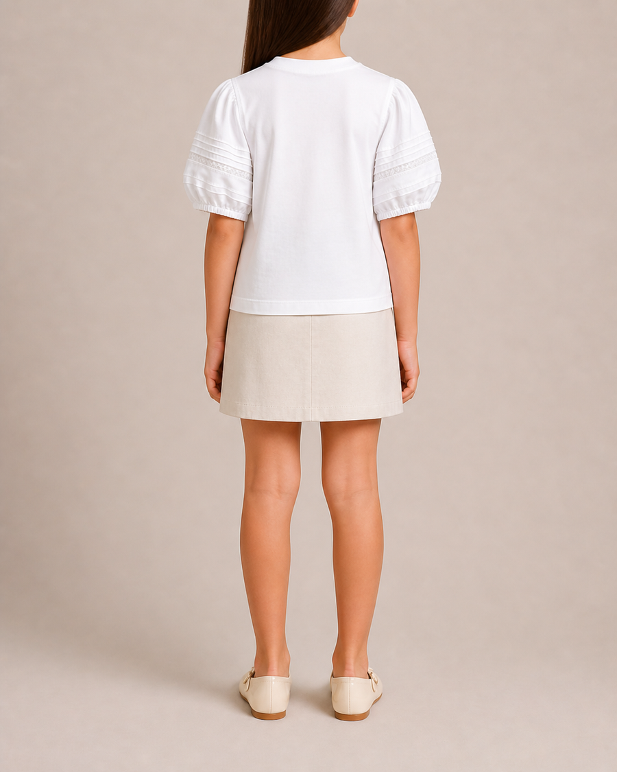 Burberry Kids White Short-Sleeve Top with Lace and Logo Sleeve Details Size 8 years RRP £220