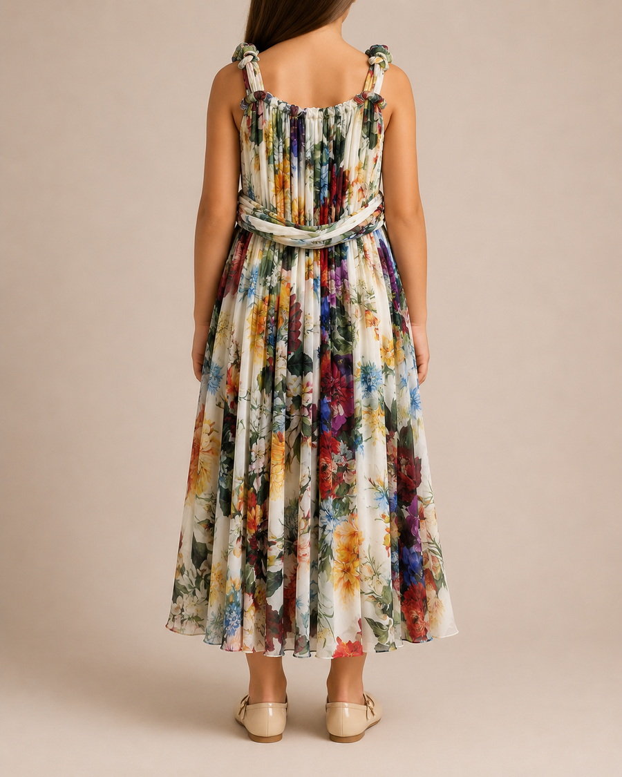 Dolce & Gabbana Kids Multicolour Silk Chiffon Floral Maxi Dress Size 10 years RRP £2,100