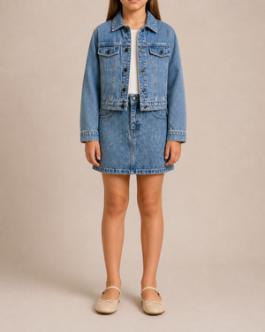 Marc Jacobs Kids Denim Water Drop Embellished Jacket and Skirt Set Size 8/10 years