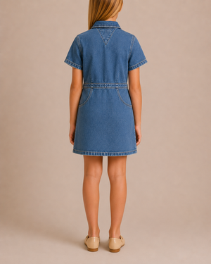 Tommy Hilfiger Kids Denim Short-Sleeve Dress with Buttons Size 8 years