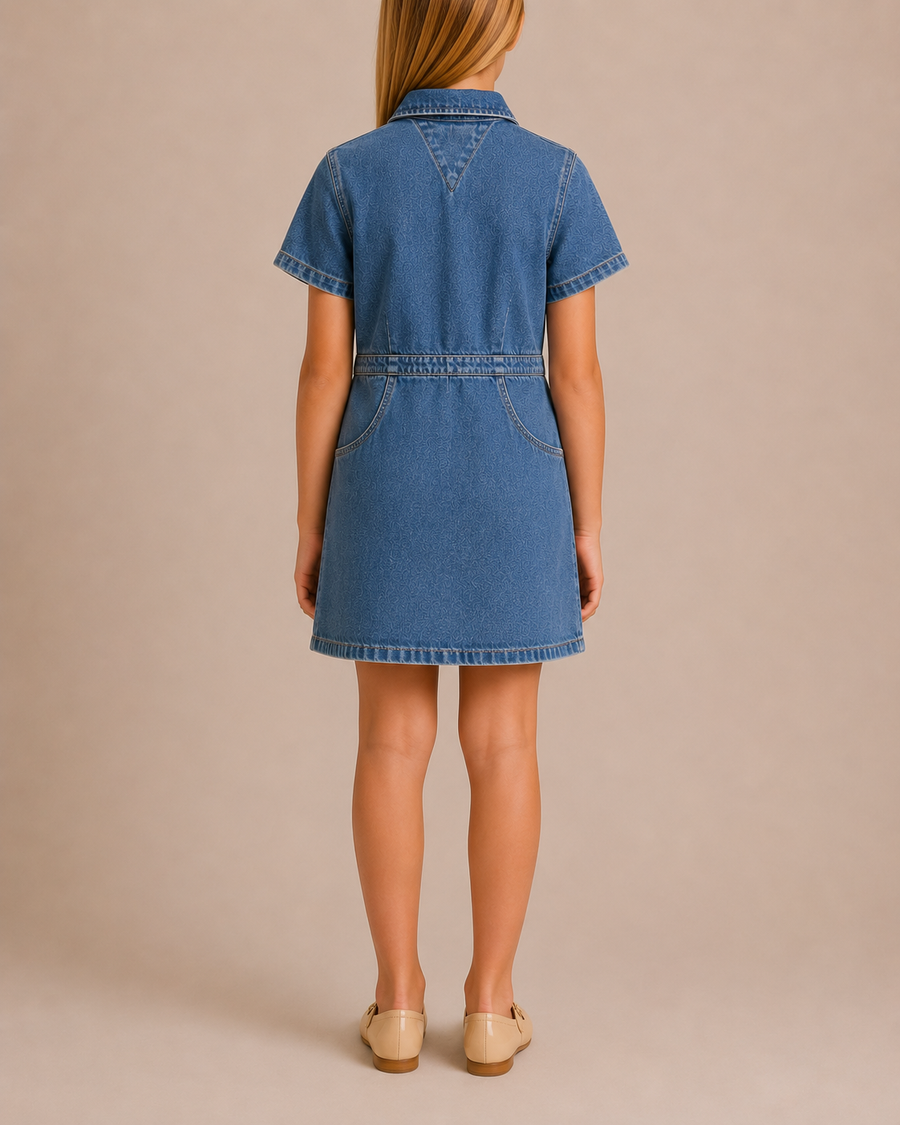 Tommy Hilfiger Kids Denim Short-Sleeve Dress with Buttons Size 8 years