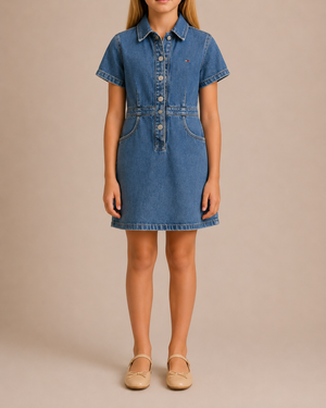 Tommy Hilfiger Kids Denim Short-Sleeve Dress with Buttons Size 8 years