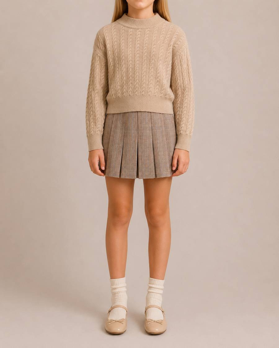 Loro Piana Kids Beige and Metallic Gold Cableknit Jumper Size 8 years RRP £650