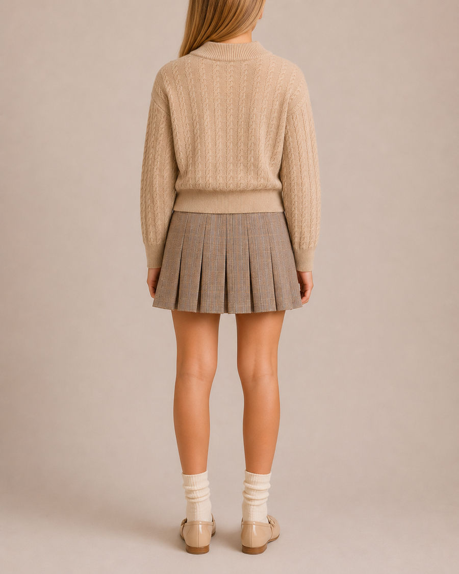 Loro Piana Kids Beige and Metallic Gold Cableknit Jumper Size 8 years RRP £650