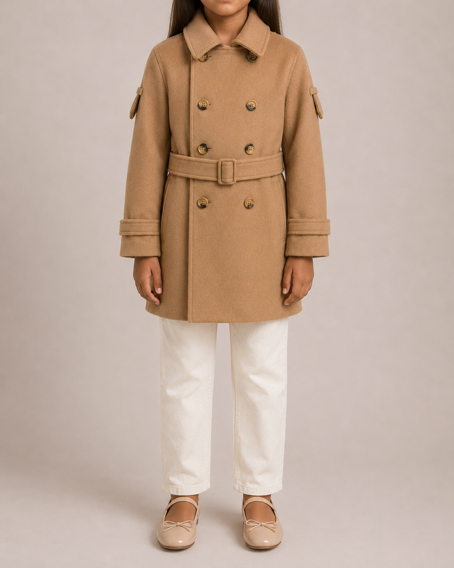 Burberry Kids Beige Cashmere Belted Trench Coat Size 8 years RRP £750