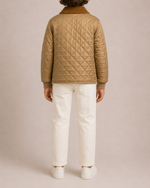 Burberry Kids Beige Matelasse Barn Jacket with Velours Cotele Collar Size 8 years RRP £420&nbsp;
