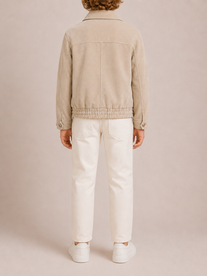 Brunello Cucinelli Kids Beige Suede Leather Jacket with Zip Size 10 years RRP £1,510