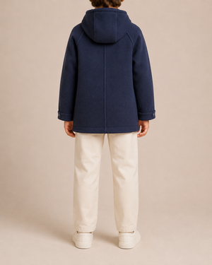 Brunello Cucinelli Kids Navy Cashmere Coat with Hood and Pocket Details Size 8 years RRP £1,500&nbsp;