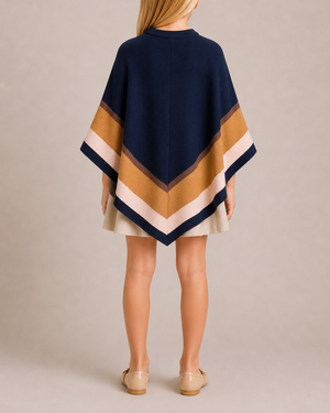 Chloé Kids Navy, Brown and Beige Cape with Logo Detail Size 8 years