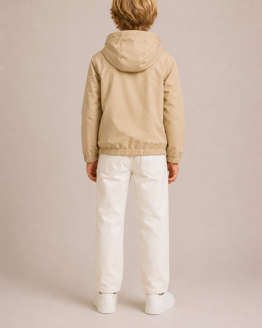 Loro Piana Kids Beige Storm System Rain Jacket with Hood Size 10 years RRP £1,300