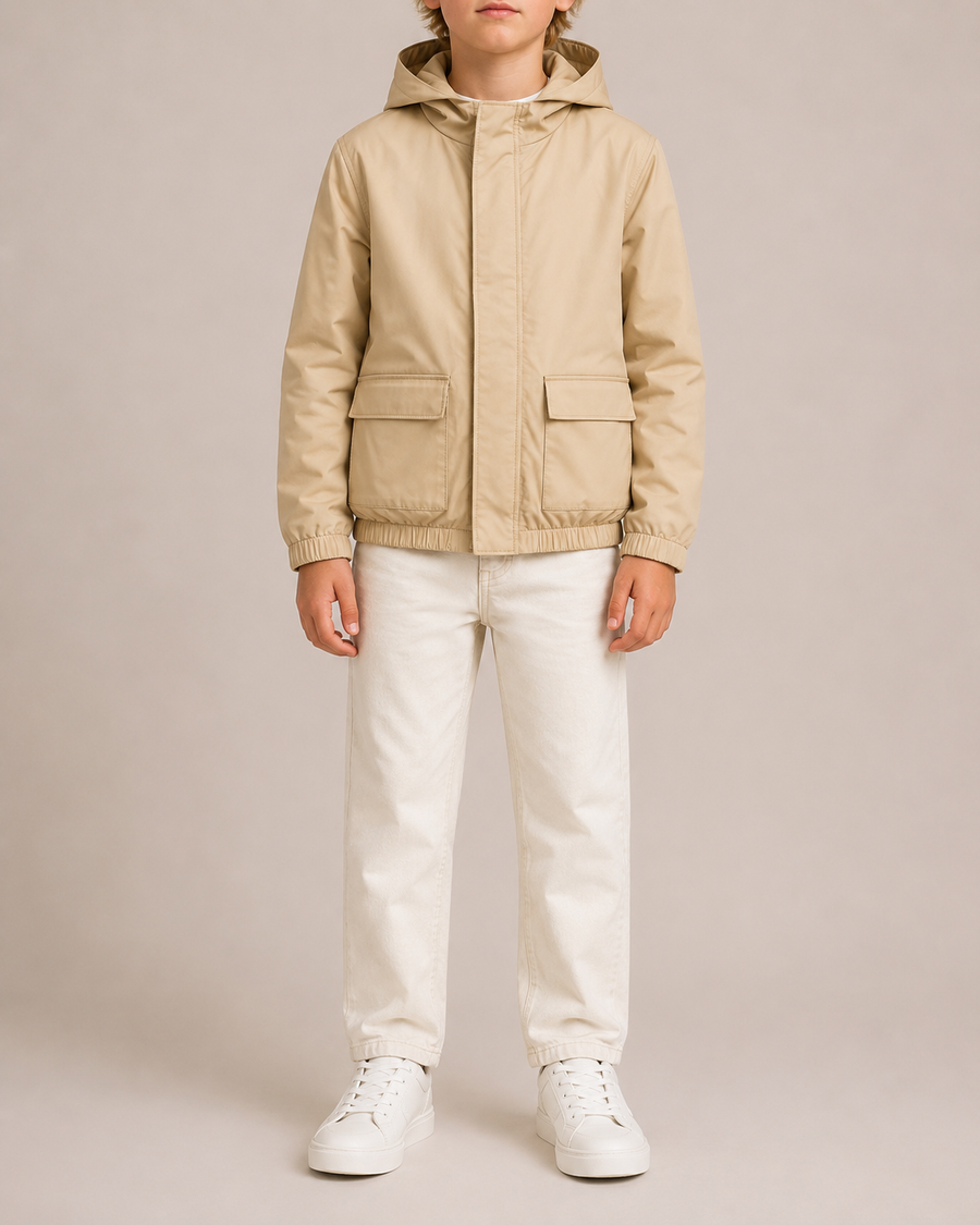 Loro Piana Kids Beige Storm System Rain Jacket with Hood Size 10 years RRP £1,300