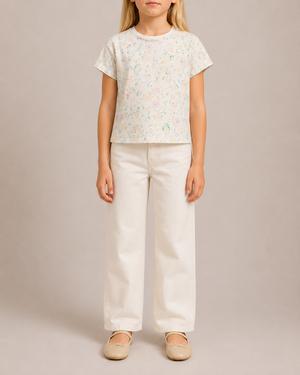 Christian Dior Kids White and Multicolour Floral Printed T-Shirt Size 10 years