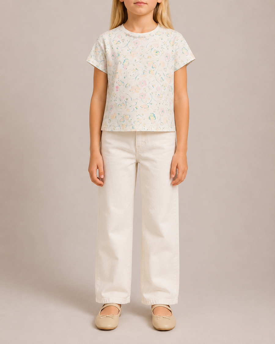 Christian Dior Kids White and Multicolour Floral Printed T-Shirt Size 10 years