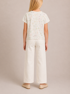 Christian Dior Kids White and Multicolour Floral Printed T-Shirt Size 10 years
