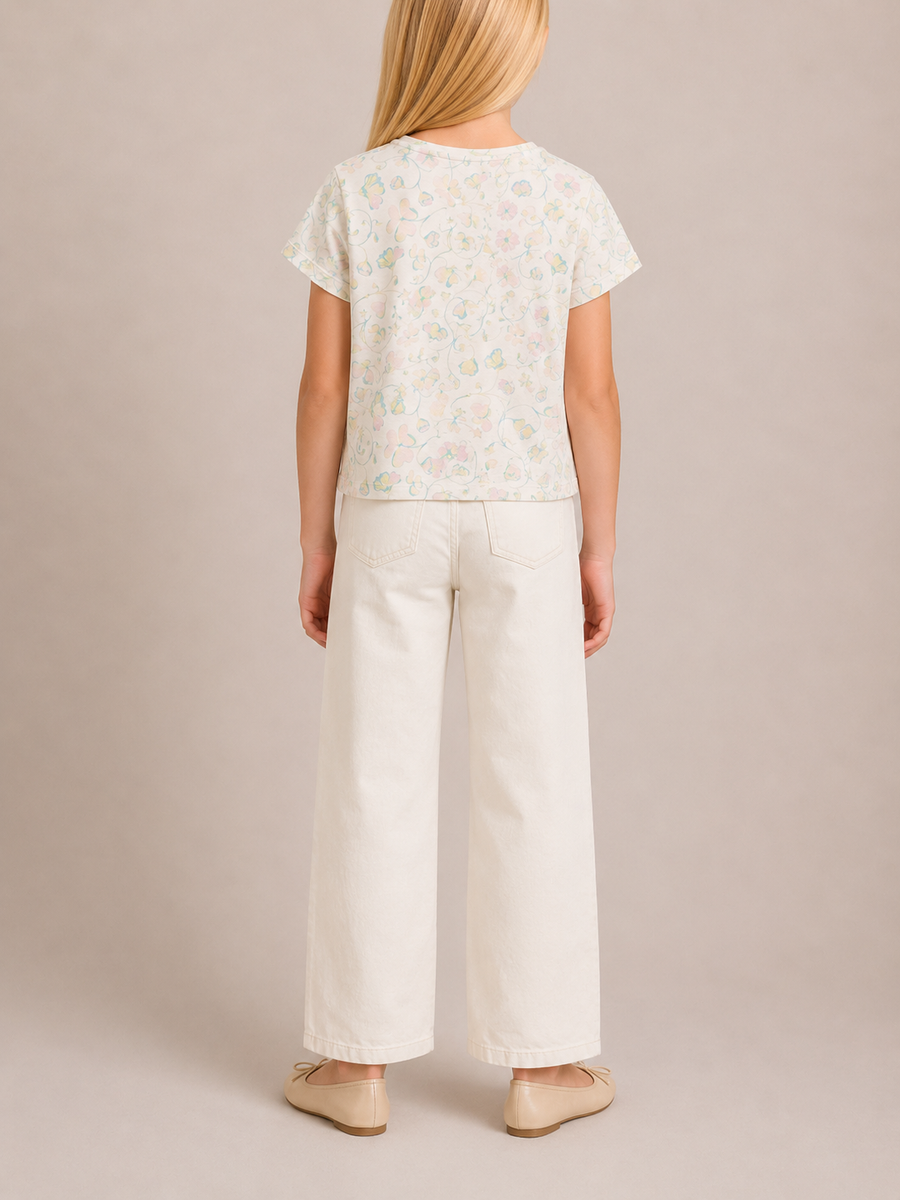 Christian Dior Kids White and Multicolour Floral Printed T-Shirt Size 10 years