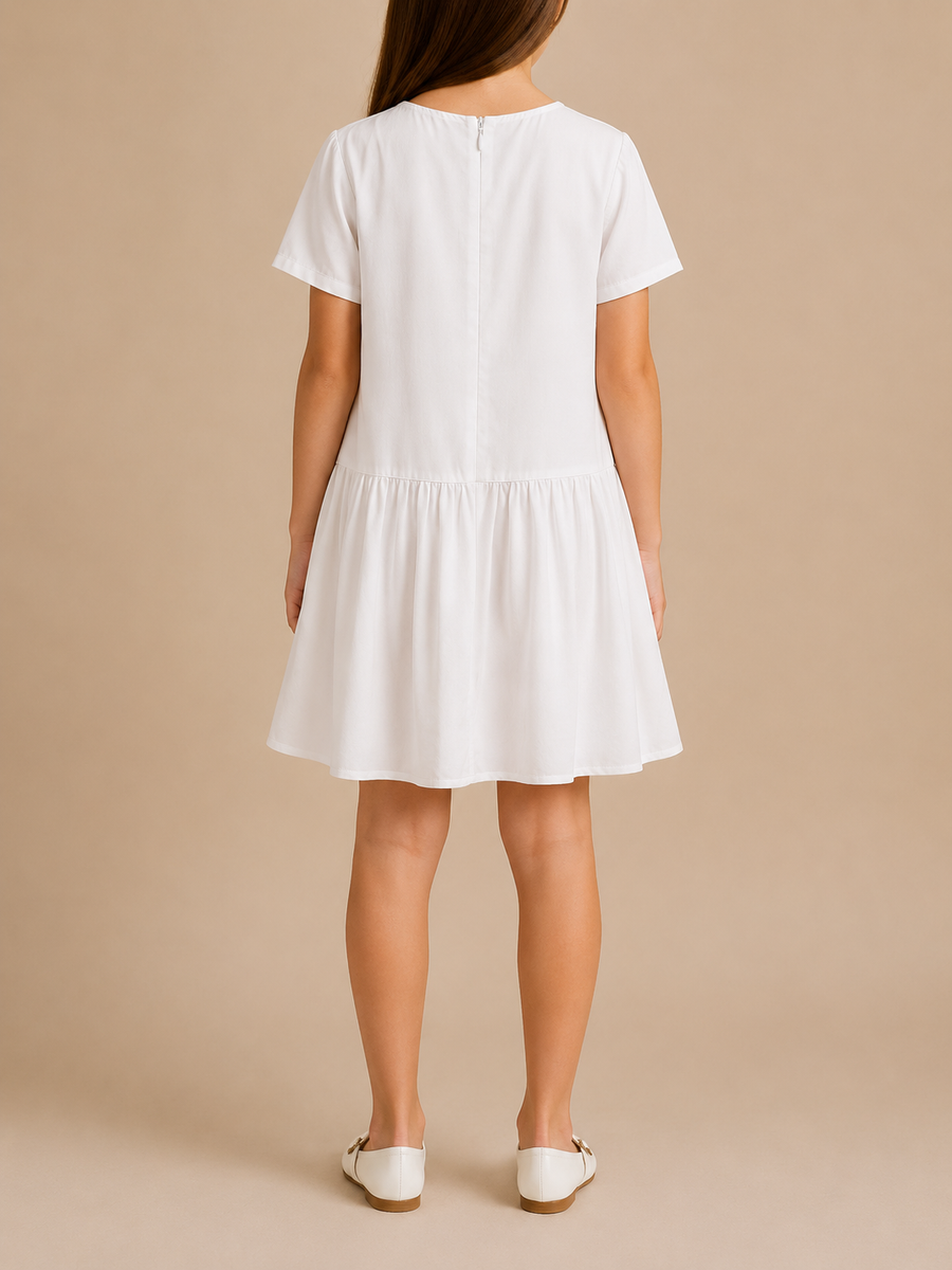 Missoni Kids White Short Sleeves Dress With Multicolour ZigZag and Sequins Details Size 10 years