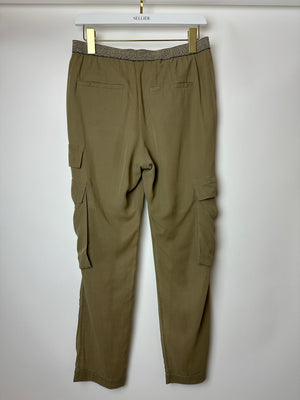 Brunello Cucinelli Taupe Sheer Organza Explorer Cargo Trousers Size IT 40 (UK 8)
