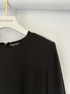 Tom Ford Long Sleeve Maxi Dress With Wrap Over Belt Detail Size IT 40 (UK 8)