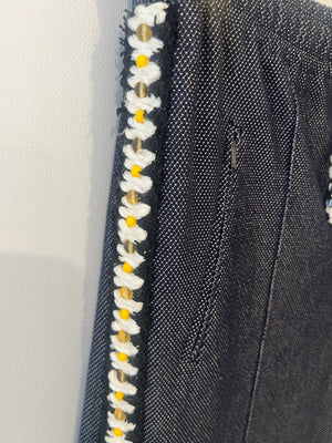 Chanel Resort 2025 Navy Bermuda Shorts with Beaded String Detail and Crocheted Side Strips Size FR 36 (UK 8)