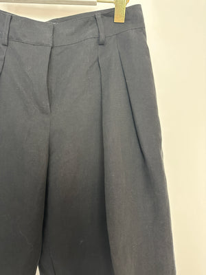 Frankie Shop Linen Black Bermuda Pleated Shorts Size S (UK 8)