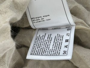Chanel Cream Angora & Silk Long Sleeve Maxi Dress with Silver Metallic Detail & Drawstring Waist Size FR 34 (UK 6)